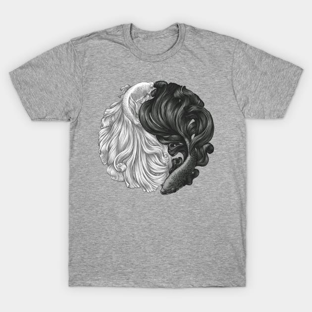 Yin Yang Fish T-Shirt by Kelelowor